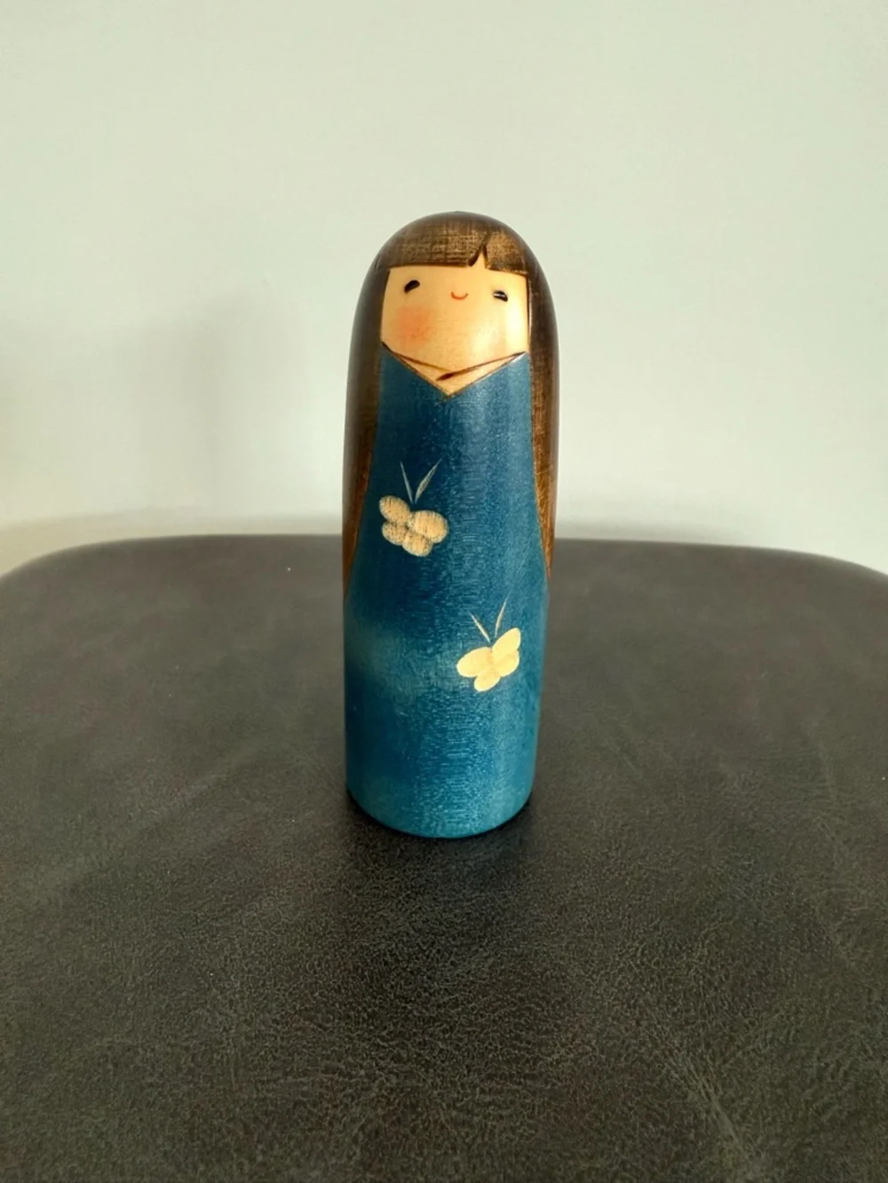 Vintage Wooden Japanese Blue Kokeshi Doll Bottle Opener
